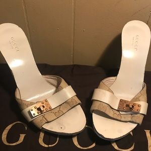 Gucci monogram & leather heels